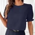 thumbnail image 2 of Besolor Summer Tunic Tops for Women Crew Neck Ruffle Short Sleevr Shirts Casual Solid Color Ladies Going out Tees, 2 of 4