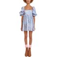 thumbnail image 1 of SAYOO Robe Femme Dos Nu Courte Princesse Robe à Bulles, Robe Mini à Manches Courtes Florale Robe Décontractée à Encolure Carrée Robe d'Été pour Femmes Robes Courtes de Rue pour Filles Robes de Plage Robes Courtes de Fée pour Adolescentes, 1 of 9