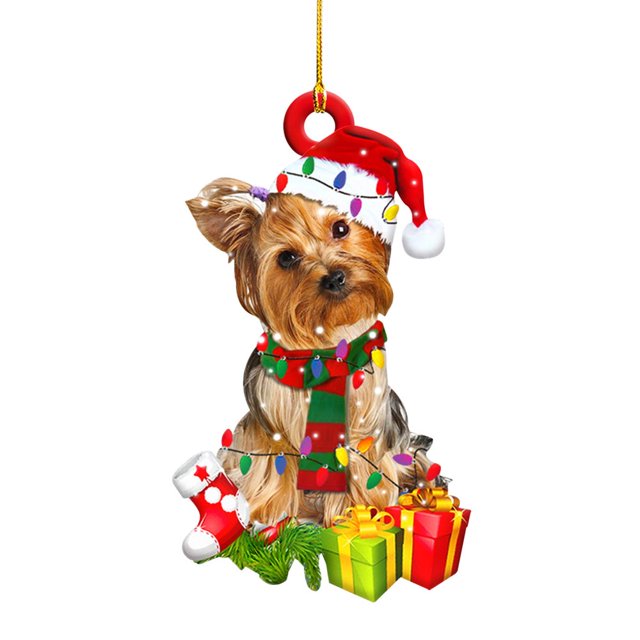 Christmas Dog Decorations Pendant Hanging Ornament Gift Party For Tree Unique Design Multicolor Pendants 6Pcs