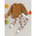 thumbnail image 4 of Faithtur Toddler Girls Halloween Pants Sets Solid Color Long Sleeve Tops Pumpkin Print Drawstring Pants Sets, 4 of 9