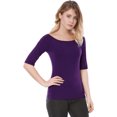 thumbnail image 3 of INSPIRE CHIC T-Shirt Ajusté à Manches Mi-Longues à Encolure Dégagée pour Superposition pour Femmes, 3 of 6