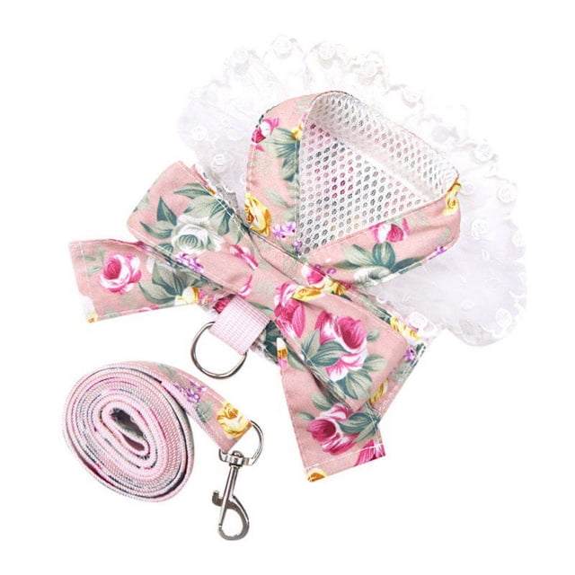 Princess Dog Harness With Bowknot and Leash For Outdoor Walking