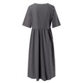 thumbnail image 4 of HXWCHs Robe Chandail pour Femme en Mélange de Lin, Robe Décontractée à Manches Courtes avec Poches Latérales GY2 TTTTG, 4 of 5
