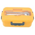 thumbnail image 2 of Thermal Lunch Box, Large Capacity Bento Lunch Box Portable  Microwaveable Compartments Design With Spoon  Chopsticks   For Office For Students Elegant Blue Lunch Box, 2 of 8