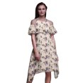 thumbnail image 1 of Bimba White Bird Print Womens Chic Style Cold Shoulder Shift Dress Summer Tunic - Small, 1 of 6