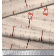 thumbnail image 3 of Soimoi White Modal Satin Fabric Notes & Guitar Musical Instrument Decor Fabric Printed Yard 42 Inch Wide, 3 of 5