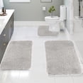 thumbnail image 1 of Dvkptbk Gray Bathroom Rugs Sets 3 Piece with U-Shaped Mats, Non-Slip & Quick Dry Bath Mat Set, Water Absorbent Soft Microfiber Shaggy Bath Rugs for Tub, Shower, Bathroom Floor, 1 of 8