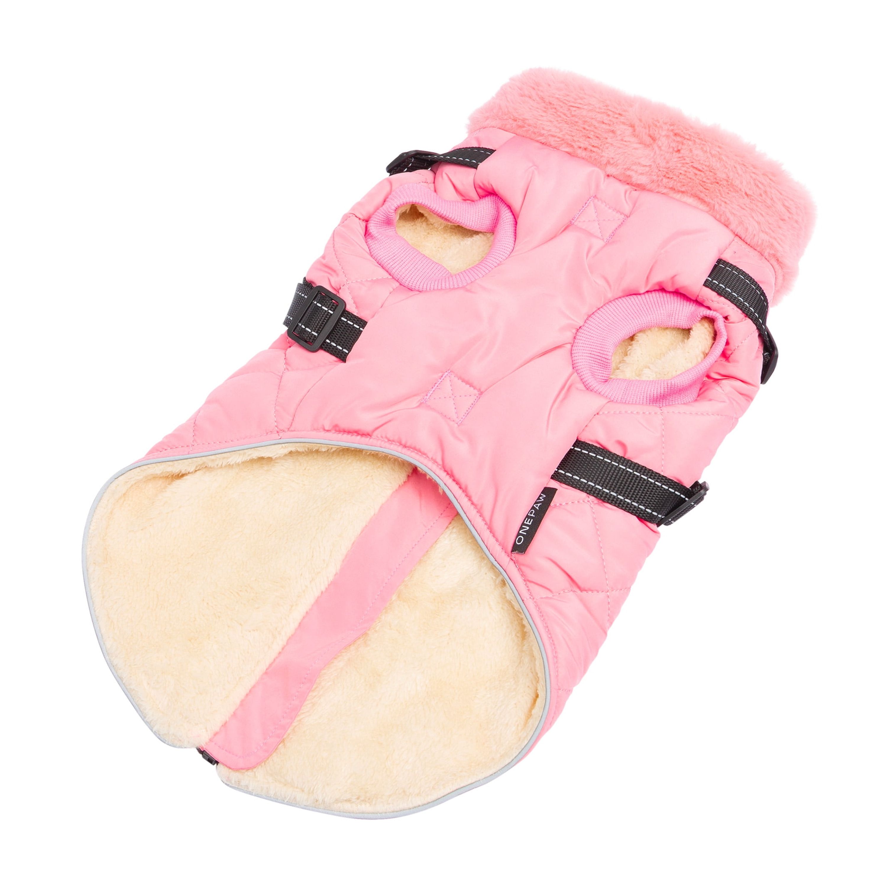 One Paw, Veste Matelassée Légère pour Chien avec Harnais, Rose