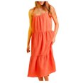 thumbnail image 2 of EGNMCR Robes de Fête pour Femmes Robe Décontractée Unie à Volants Dos Ouvert pour le Printemps et l'Été pour Femmes Jupe Courte, 2 of 8