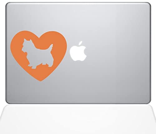 The Decal Guru Heart Yorkshire Terrier Macbook Decal Vinyl Sticker - 12" Macbook - Orange (1327-MAC-12M-P)