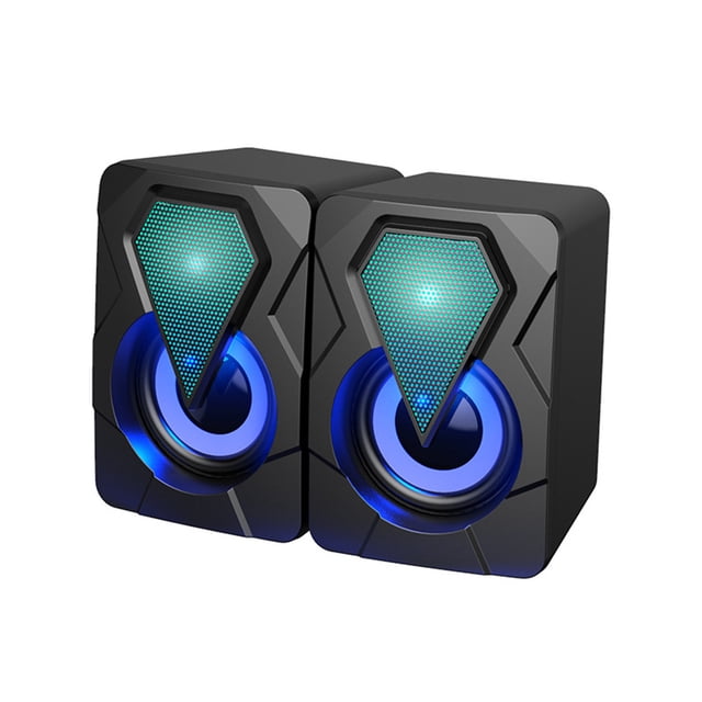Haut-parleurs d'Ordinateur RVB, Mini Haut-Parleurs de Bureau Alimentés par USB avec Son Stéréo, Audio Filaire 3,5 mm pour Ordinateur Portable PC, Barre de Son de Bureau Compacte