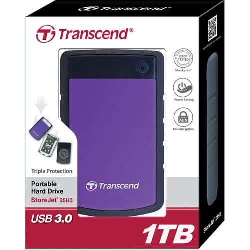 Disque dur externe USB 3.0 d'1 To testé pour chute militaire de Transcend