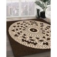 thumbnail image 3 of Ahgly Tapis d'Intérieur Lavable en Machine Carré Transitionnel Noir Brun, 6 Pieds Carré, 3 of 7