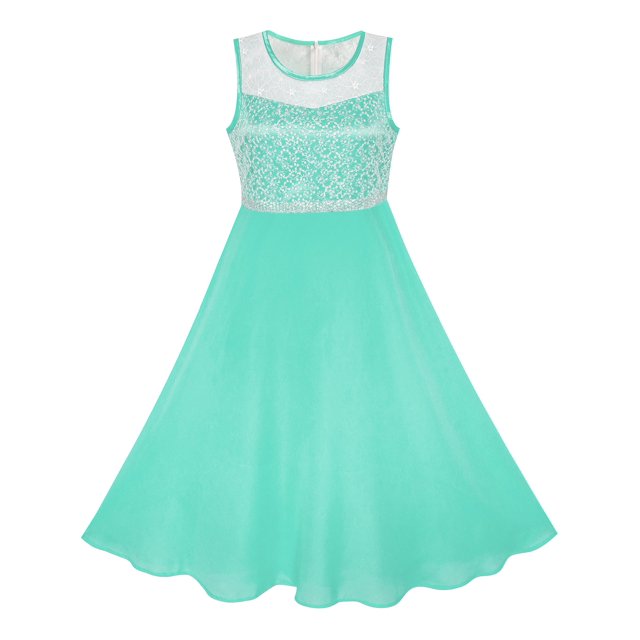 Robe Fille Turquoise en Chiffon Demoiselle d'Honneur Danse Bal Robe Maxi 6 Ans