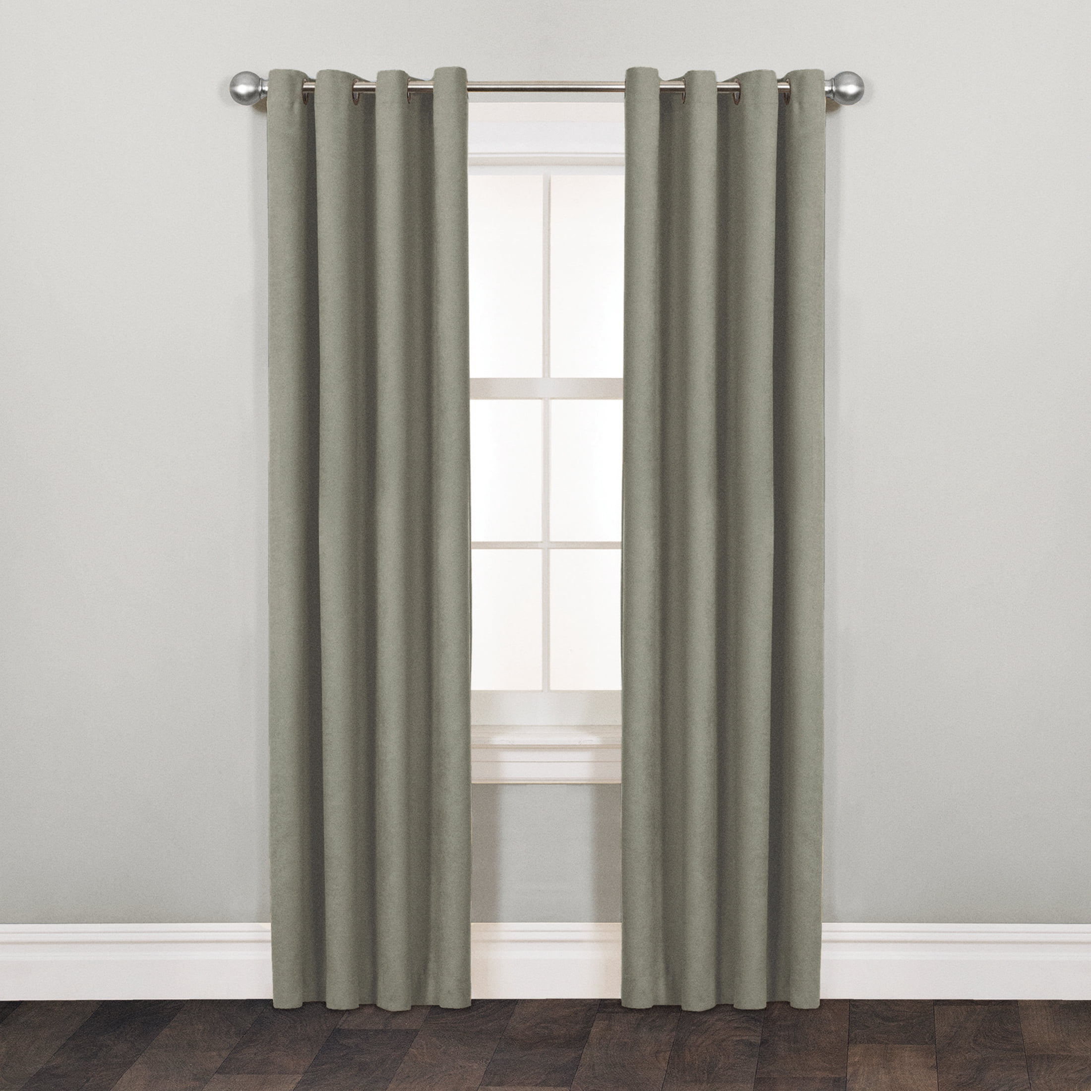 panneau de rideau fenêtre à œillets en faux suède filtrant la lumière Mainstays, 137 x 160 cm, vert sauge, 1