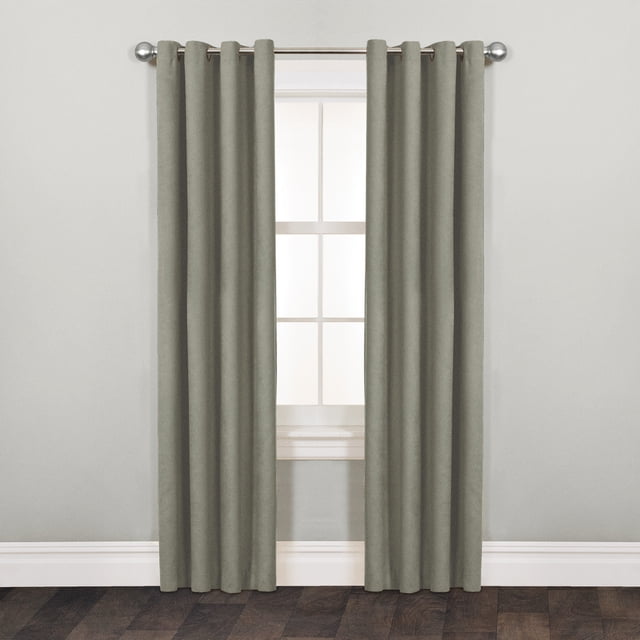 Mainstays Faux Suede Light-Filtering Grommet Window Curtain Panel, 54" x 84", Sage Green, 1 Panel