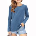thumbnail image 2 of Tranfacy Chemises à Manches Longues pour Filles, Chemises d'Automne, Chemises à Manches Longues Unies pour Filles, Blouses Décontractées à Col Rond Mignon Hauts d'Automne, 2 of 5