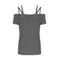 thumbnail image 4 of T-shirts pour Femmes Mode Mode pour Femmes Décontracté Couleur Unie T-Shirt à Col à Bretelles Haut Manches 1/2 Hauts pour Femmes, 4 of 11