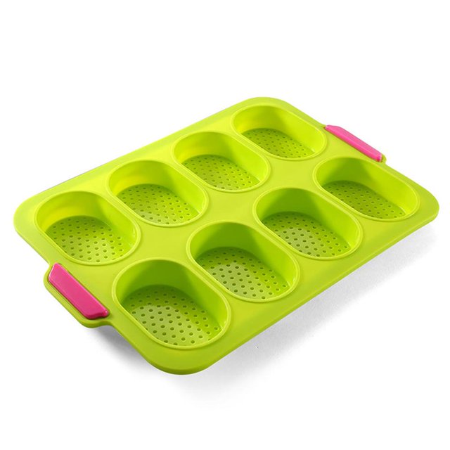 Silicone 8 Cavities Oval Shape Cake Mold DIY Perforated Cake Baking Mould Kitchen Baking Tool