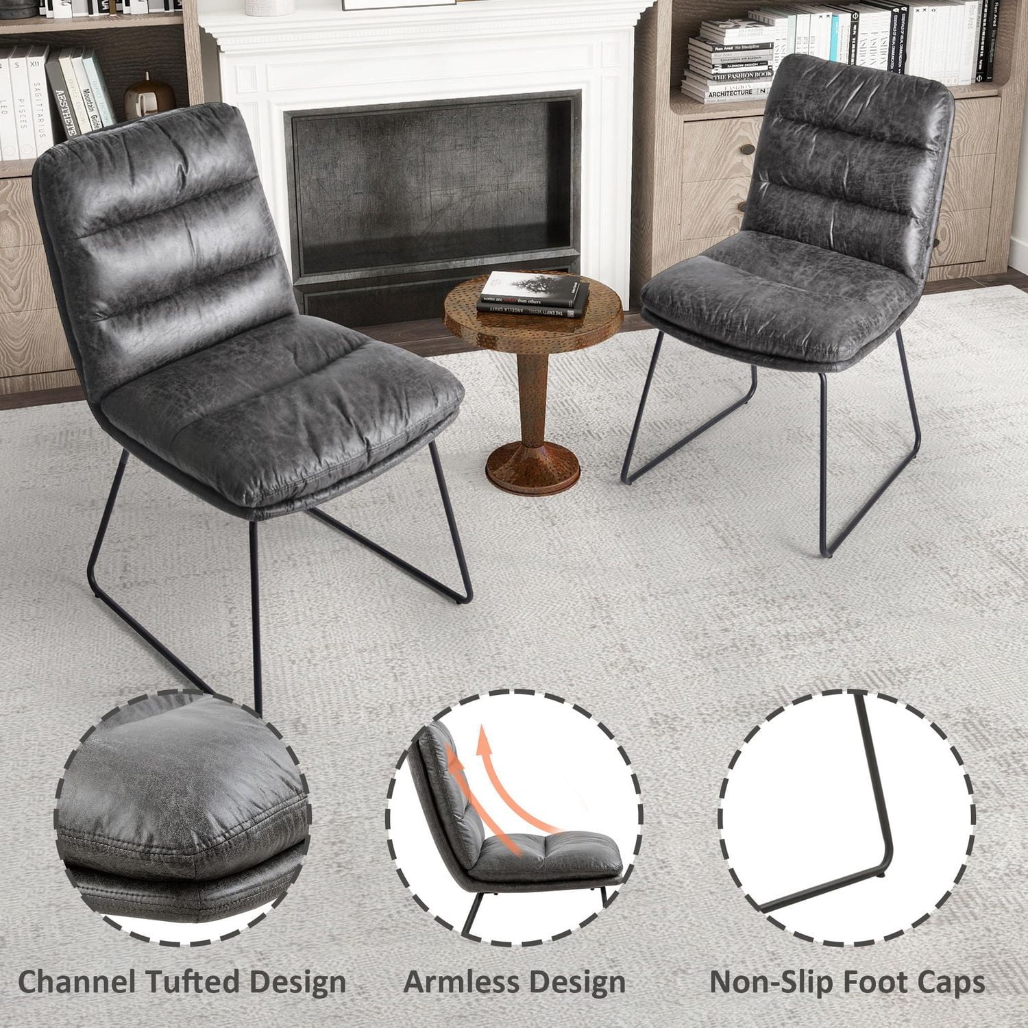 Homy Casa 5 Piece Dining Room Set - Rectangular Dining Table and 4 Industrial Side Chairs for 4 Person