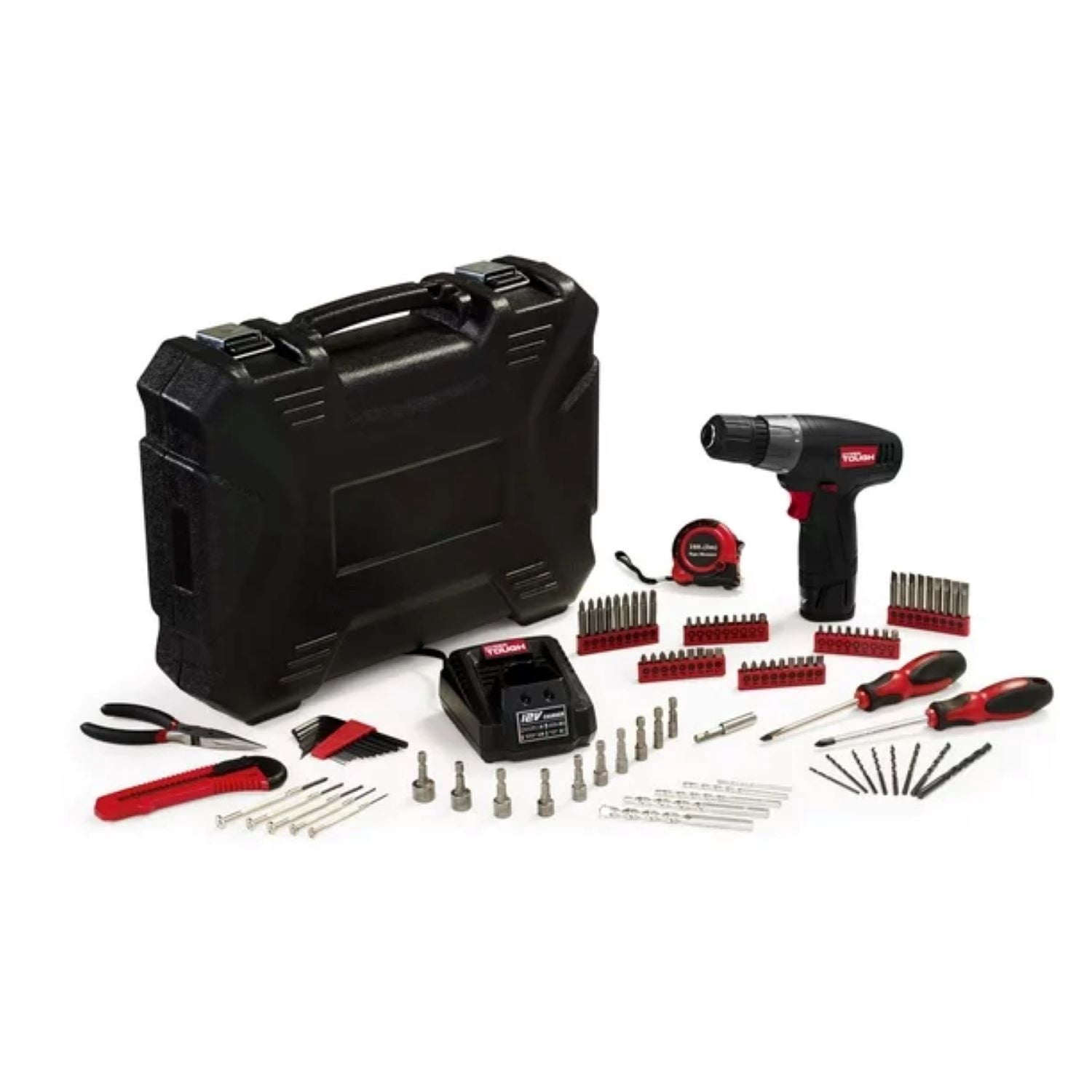 Refurbished Hyper Tough 12-Volt Lithium-Ion Cordless Drill/Driver with 100 pieces Project Kit, 12V, 3/8 Inch keyless, 100pcs bits