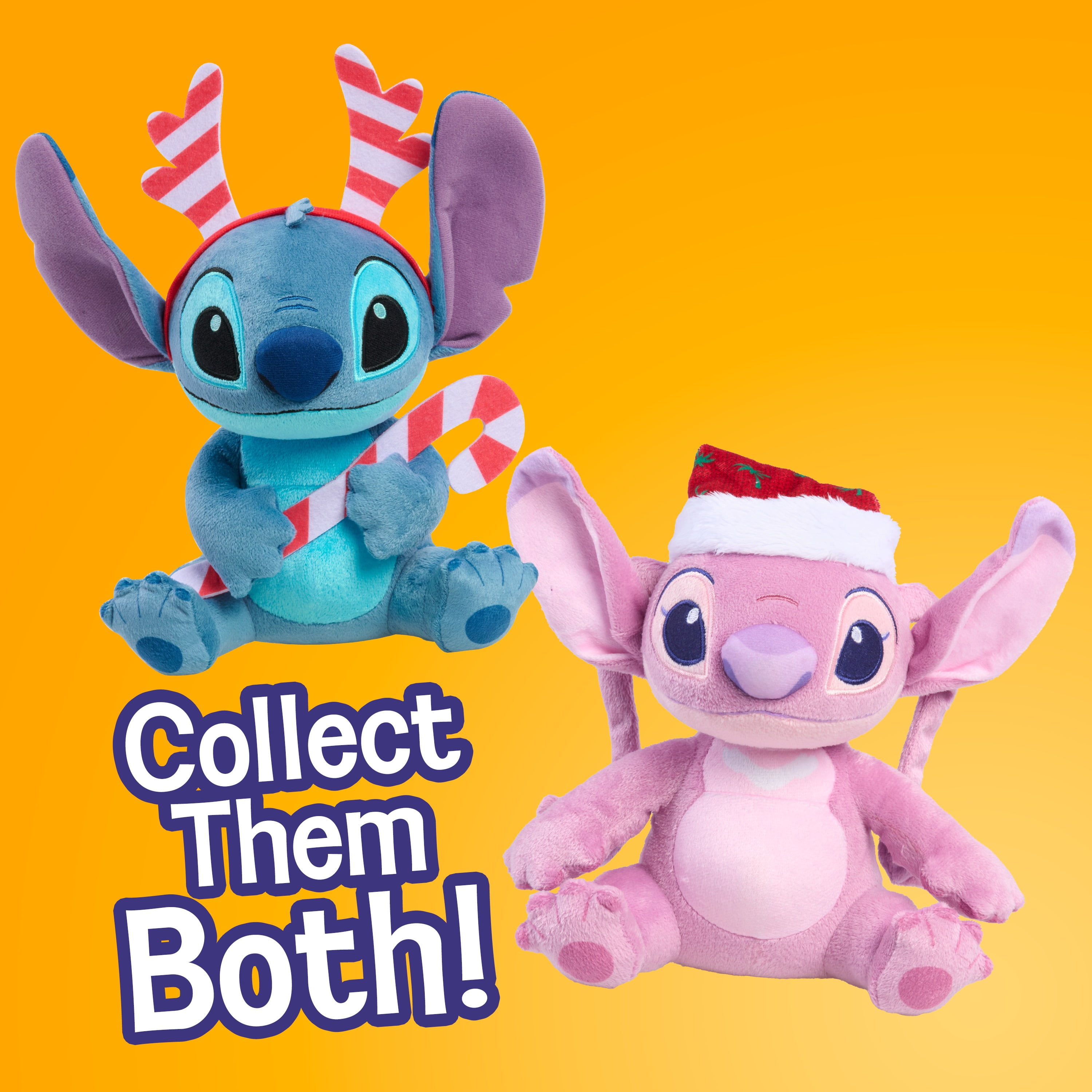 Disney Stitch Holiday Small Plush Toy, 18 cm Stitch in a Plaid Christmas Hat, Kids Toys by Just Play, Ages 2+