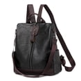 thumbnail image 1 of yeacher Sac à Dos en PU Élégant pour Femmes pour le Voyage, Conception Antivol, Multiples Poches, Imperméable et Durable, Sac Noir Rétro Décontracté, 1 of 6