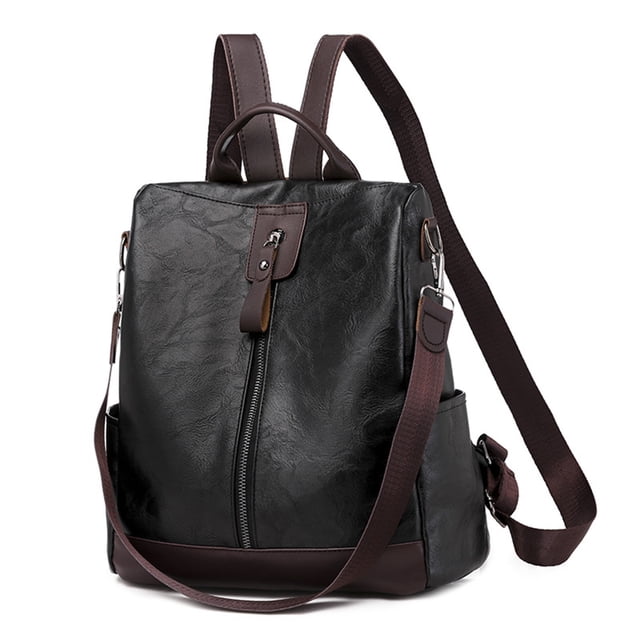yeacher Sac à Dos en PU Élégant pour Femmes pour le Voyage, Conception Antivol, Multiples Poches, Imperméable et Durable, Sac Noir Rétro Décontracté