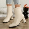 thumbnail image 2 of Birdeem Women's Winter Boots, Casual Comfortable, Solid Color, Square Toe, Rear Zipper, High Heel Ankle Boots, Women's Winter Boots, Women's Boots Ankle, 2 of 7