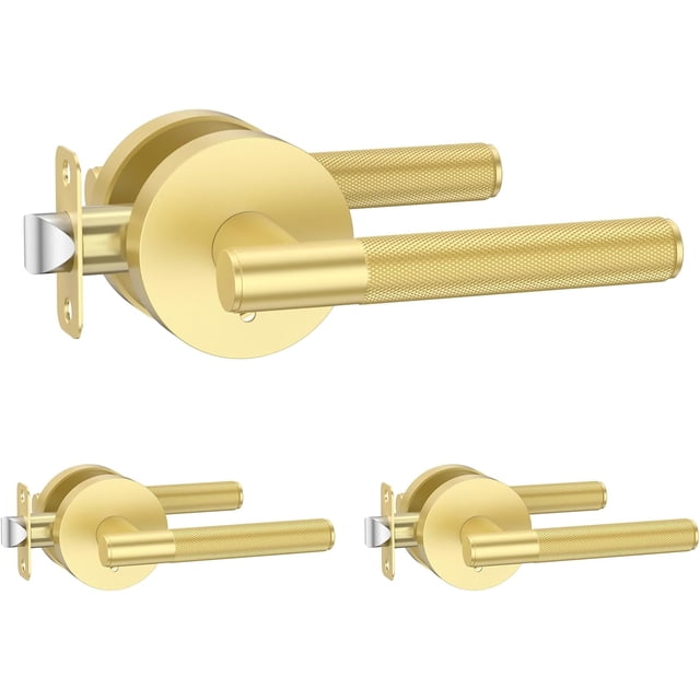 Poignées de Porte Mates Intérieures Moletées Intimité Poignées de Porte Levier de Porte Robuste pour Chambre Ou Salle de Bain Réversible Sans Clé pour Portes Gauche Droite AM