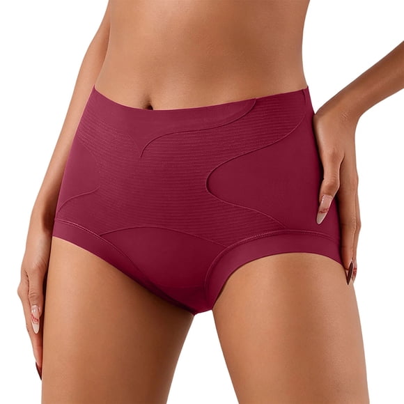 SZJXBUY Womens Underwear Tummy Control Seamless Stretch High Waisted Seamless Shaperwear Panties Skinny Breathable Full Coverage Briefs Red,XXL