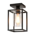 thumbnail image 1 of IHENGYANLT 1 Pack Semi Flush Mount Ceiling Light,Black Metal Frame Ceiling Light Fixture with Clear Glass Shade, Farmhouse Light Fixture fo, 1 of 8