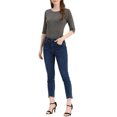 thumbnail image 2 of INSPIRE CHIC Hauts pour Femmes Manches au Coude Encolure Bateau Coupe Ajustée T-Shirt Classique Décontracté Gris TG, 2 of 7
