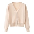 thumbnail image 1 of Timegard Cardigan for Women Lightweight Fall Cropped Solid Color Open Front Button Sweater Knit Coat, 1 of 9