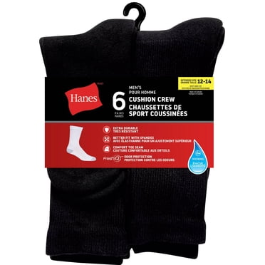 Hanes Men's P6 Cushion Odor Protection Crew Socks