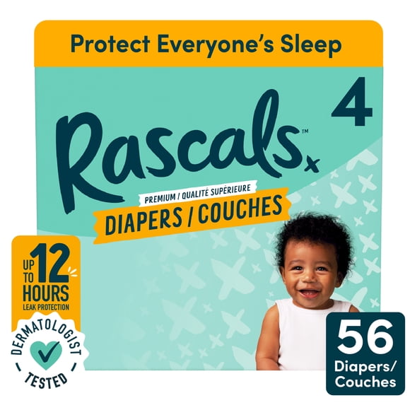 Couches Rascals Premium, Taille 4, 56 unités