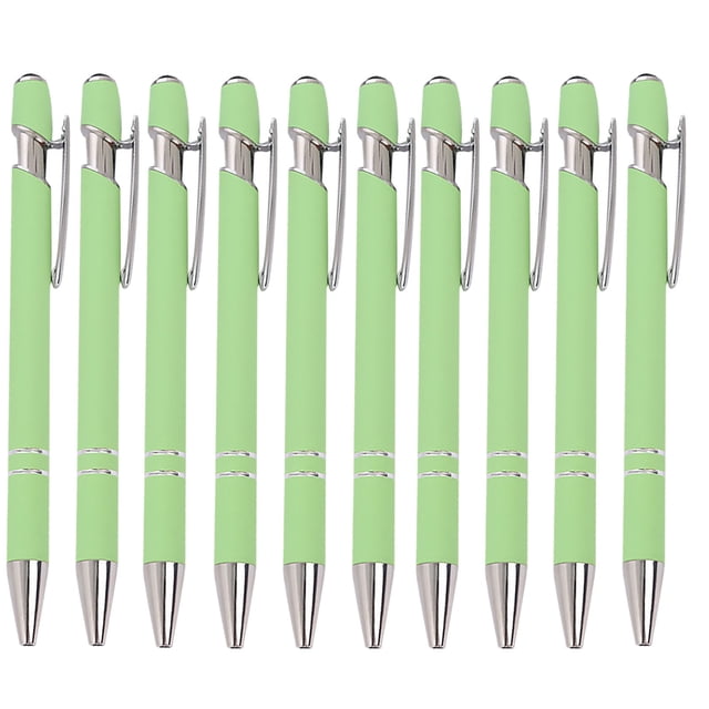 Maplenight Aluminum Ballpoint Pen with Touchscreen Tip - Metal Body, 1.5g Ink, 10pc Set for Business, Student Writing, and Screen Use Mint Green