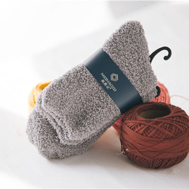 Socks Home Men Boy Soft Bed Floor Socks Fluffy Warm Winter Pure Color Sports Socks