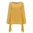 thumbnail image 3 of Pxiakgy T-Shirts pour Femmes Mode Grande Taille Irrégulière Décontractée en Lin Manches Longues Col Rond Blouse T-Shirts Femmes Jaune + TTG, 3 of 8