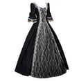 thumbnail image 3 of Huanglei Robe pour Femme Style Rétro Couleur Unie Manches Trompette Longue Robe de Princesse, 3 of 5