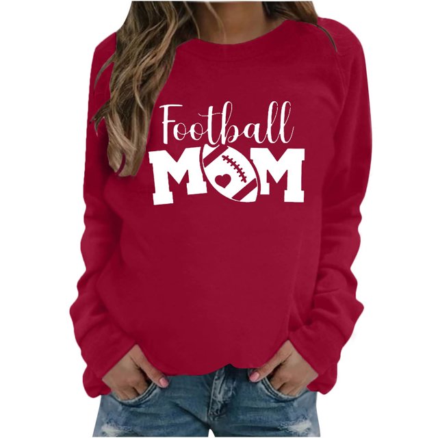 Pisexur Chandails en Molleton pour Femmes Imprimé Graphique Lettre Chandails en Molleton de Football pour Femmes Chandails en Molleton d'Automne Décontractés Col Rond Chandails en Molleton Manches Longues pour Femmes Blouses Coupe Ample Pull Tops