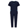 thumbnail image 3 of UPPADA Sarraus pour Femmes Ensemble de Sarrau Jogger Extensible avec Hauts de Sarrau à Col en V Régulier avec Poches Pantalon Jogger à Taille de Yoga Uniformes d'Infirmière Ensembles de Sarraus Médicaux Unis Bleu Marine,m, 3 of 5