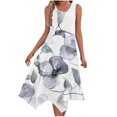 thumbnail image 2 of Ovzne Robes Grande Taille pour Femmes aux Formes Robe d'Été Robes pour Femmes Sans Manches Col Rond à Cordon Décontractée à Volants Ligne A Mini Robe Robe d'Été Liquidation, 2 of 7