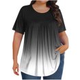 thumbnail image 1 of Plebaso Hauts pour Femmes Grande Taille Manches Courtes Blouses Plissées Décontractées Col Rond Été Tuniques Amples, 1 of 6