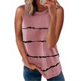 thumbnail image 2 of MRULIC T-Shirts pour Femmes Mode T-shirt Ample Sans Manches pour Femme Col Rond Hauts à Imprimé Rayé T-Shirts pour Femmes Rose + US:4-6, 2 of 3