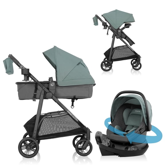 Evenflo Omni Ultra Travel System avec Revolve180 LiteMax NXT Siège d'Auto pour Bébé Rotatif (3-55 lbs)