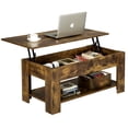 thumbnail image 1 of Yaheetech Table Basse Moderne à Plateau Relevable avec Compartiment Caché et Rangement pour Salon, Brun Rustique, 1 of 7