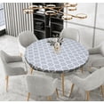 thumbnail image 2 of Apmemiss Clearance Waterproof Round Table Cover Fitted Clear Vinyl Tablecloth Elastic Oil-proof Wipeable Indoor Outdoor Plastic Table Cover Blue Leaf, 2 of 5