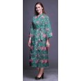 thumbnail image 3 of Bimba Robe Croisée Imprimée Vert Sarcelle à Rayures Florales, Feuilles et Roses, Robe Chemise de Demoiselle d'Honneur pour la Préparation, Peignoirs pour Femmes P, 3 of 5