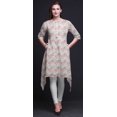 thumbnail image 3 of Bimba Hauts Imprimés Floraux à Feuilles Blanches et Roses pour Femmes Kurti Asymétrique Robe d'Été pour Filles XXX-Large, 3 of 6